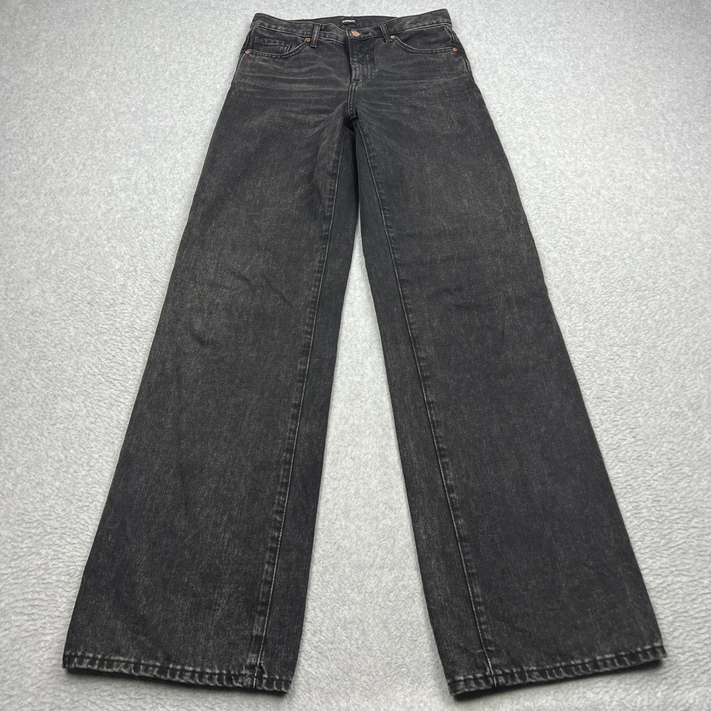 Express Wide Leg Jeans Womens 2 Long Black High Rise Conscious Edit Denim Tall